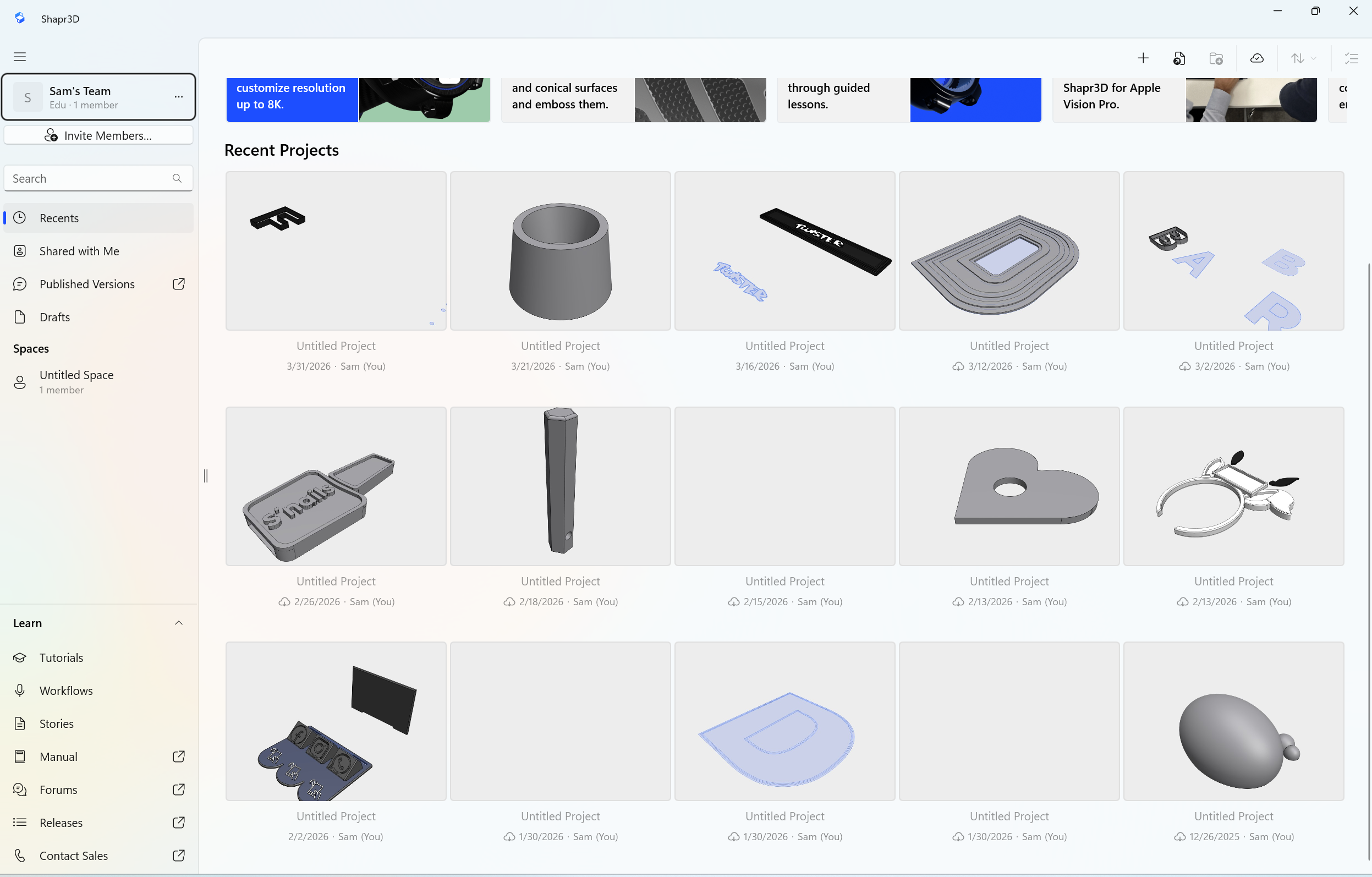 Ejemplo de modelado 3D con Shapr3D